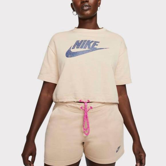 NEW NIKE air sportswear short sleeve top in shimmer tan - Picture 1 of 4